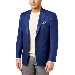 Lauren Ralph Lauren Mens Classic-Fit Neat Sport Coat 41 Regular Bright Navy  NWT